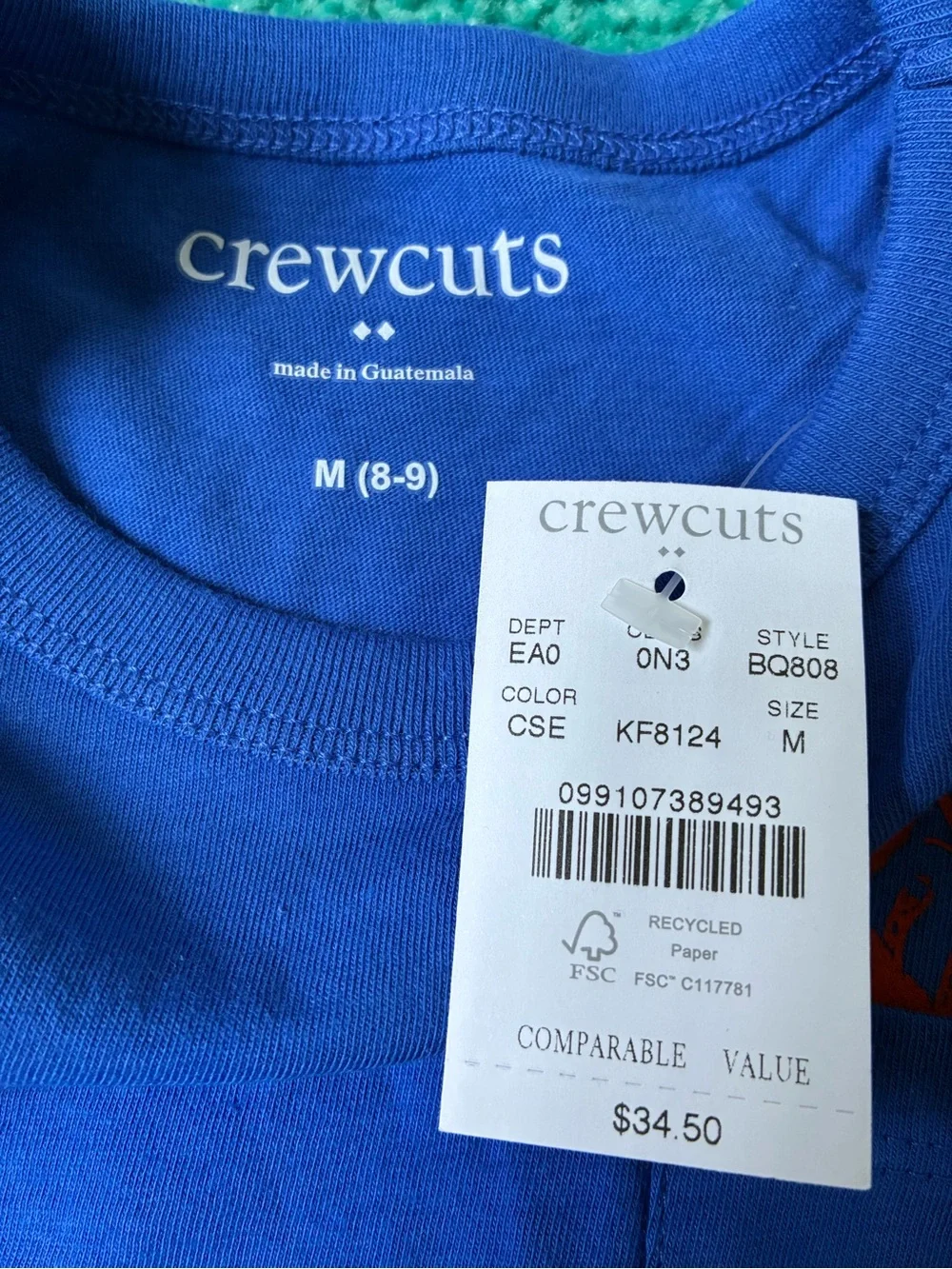 NWT - J.Crew Factory Crewcuts Pocket Lobster Tee (Blue/Red) Size M (8-9)